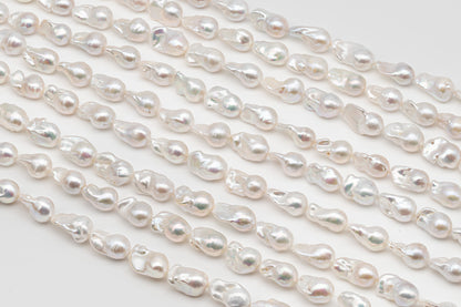 13-15mm x18-22mm Baroque Pearl in Full Strand, Large White Freshwater Pearl for Jewelry Making, SKU # 2783BA
