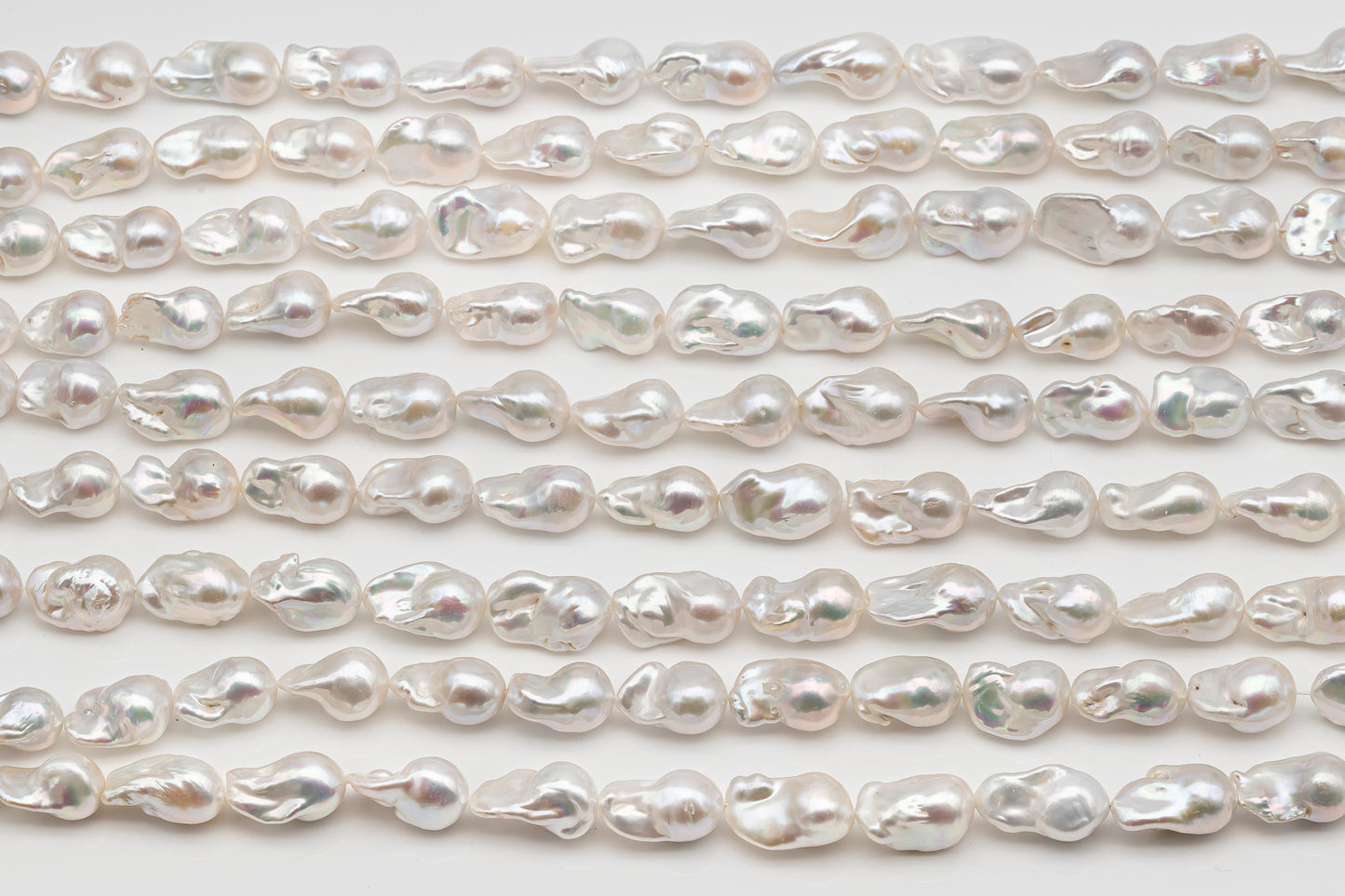 13-15mm x18-22mm Baroque Pearl in Full Strand, Large White Freshwater Pearl for Jewelry Making, SKU # 2783BA