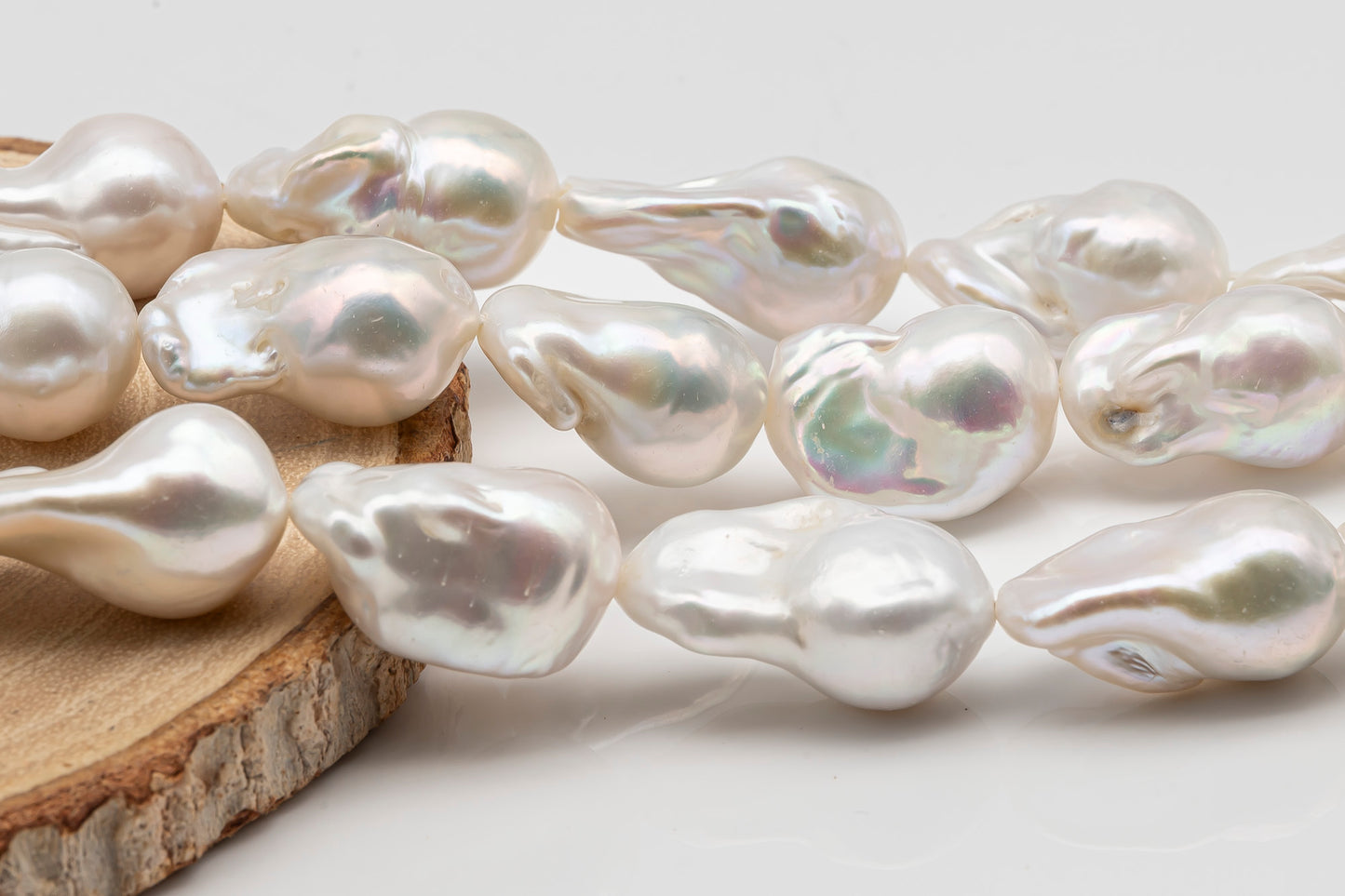 13-15mm x18-22mm Baroque Pearl in Full Strand, Large White Freshwater Pearl for Jewelry Making, SKU # 2783BA