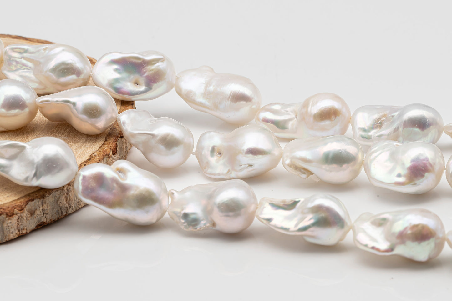 13-15mm x18-22mm Baroque Pearl in Full Strand, Large White Freshwater Pearl for Jewelry Making, SKU # 2783BA