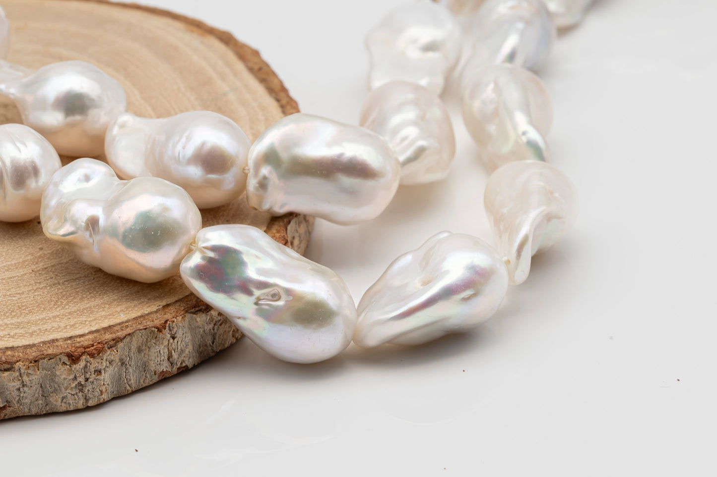 13-15mm x18-22mm Baroque Pearl in Full Strand, Large White Freshwater Pearl for Jewelry Making, SKU # 2783BA