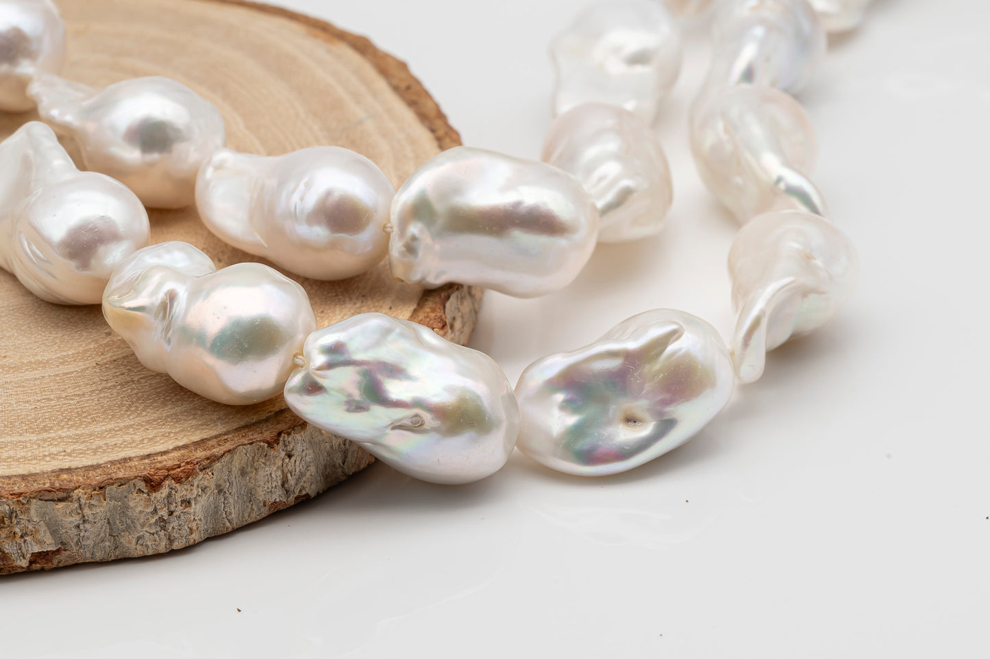 13-15mm x18-22mm Baroque Pearl in Full Strand, Large White Freshwater Pearl for Jewelry Making, SKU # 2783BA
