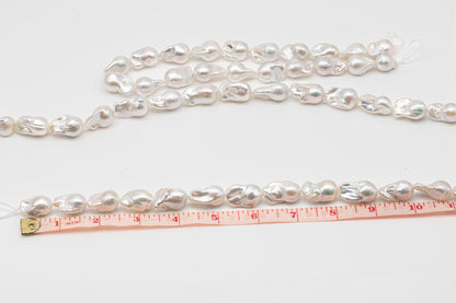 15-16mm x18-20mm Baroque Pearl in Full Strand, Large White Freshwater Pearl for Jewelry Making, SKU # 2784BA
