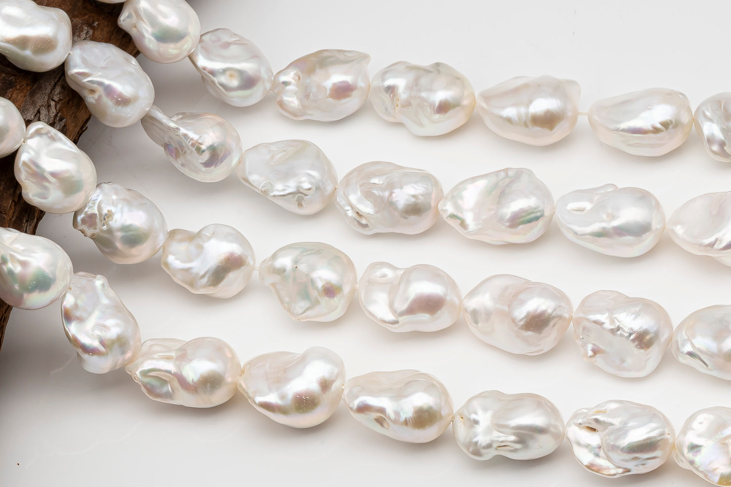 15-16mm x18-20mm Baroque Pearl in Full Strand, Large White Freshwater Pearl for Jewelry Making, SKU # 2784BA