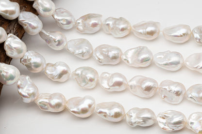 15-16mm x18-20mm Baroque Pearl in Full Strand, Large White Freshwater Pearl for Jewelry Making, SKU # 2784BA
