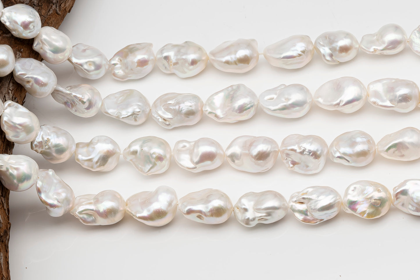15-16mm x18-20mm Baroque Pearl in Full Strand, Large White Freshwater Pearl for Jewelry Making, SKU # 2784BA