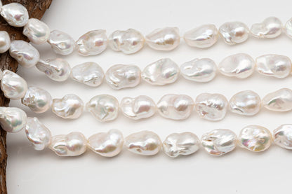 15-16mm x18-20mm Baroque Pearl in Full Strand, Large White Freshwater Pearl for Jewelry Making, SKU # 2784BA