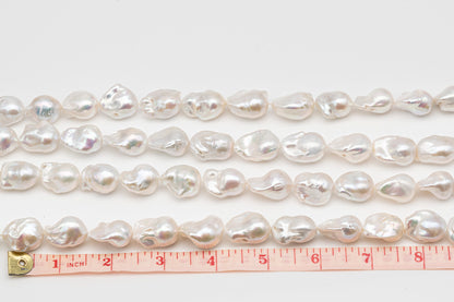 15-16mm x18-20mm Baroque Pearl in Full Strand, Large White Freshwater Pearl for Jewelry Making, SKU # 2784BA