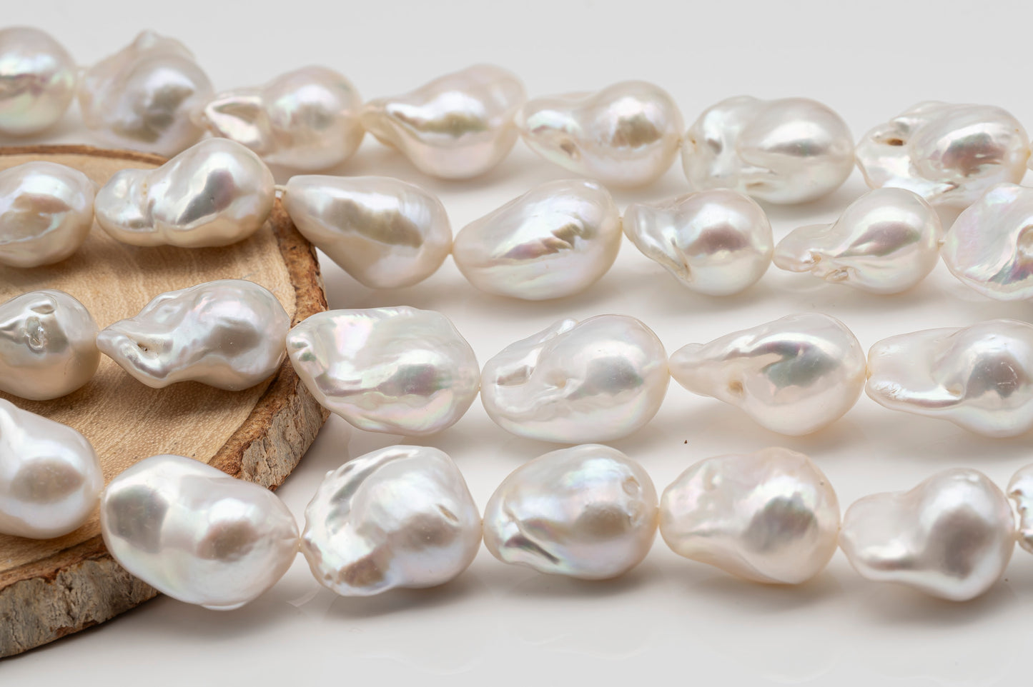 15-16mm x18-20mm Baroque Pearl in Full Strand, Large White Freshwater Pearl for Jewelry Making, SKU # 2784BA