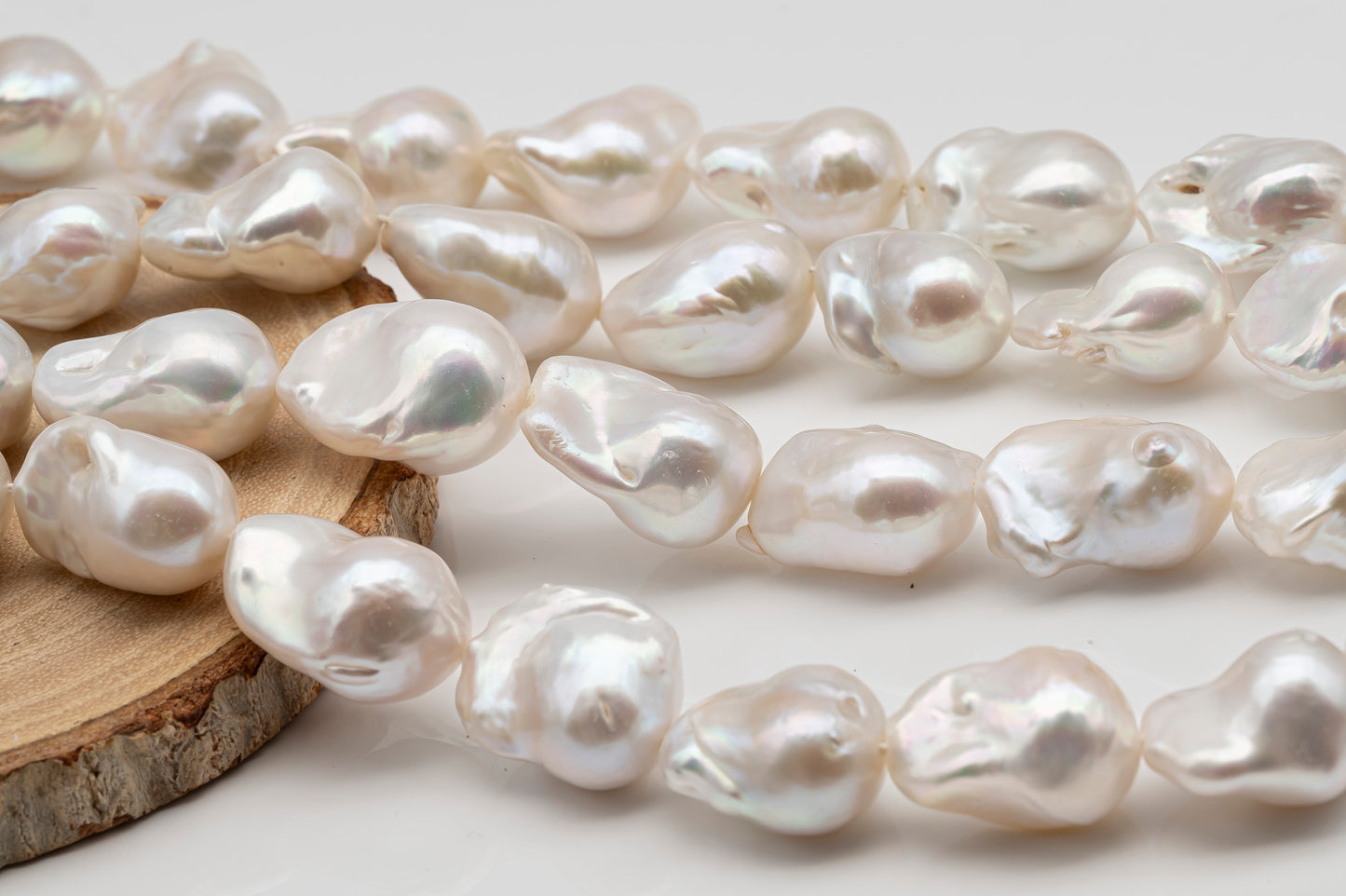 15-16mm x18-20mm Baroque Pearl in Full Strand, Large White Freshwater Pearl for Jewelry Making, SKU # 2784BA