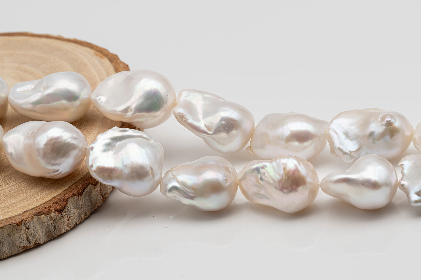 15-16mm x18-20mm Baroque Pearl in Full Strand, Large White Freshwater Pearl for Jewelry Making, SKU # 2784BA
