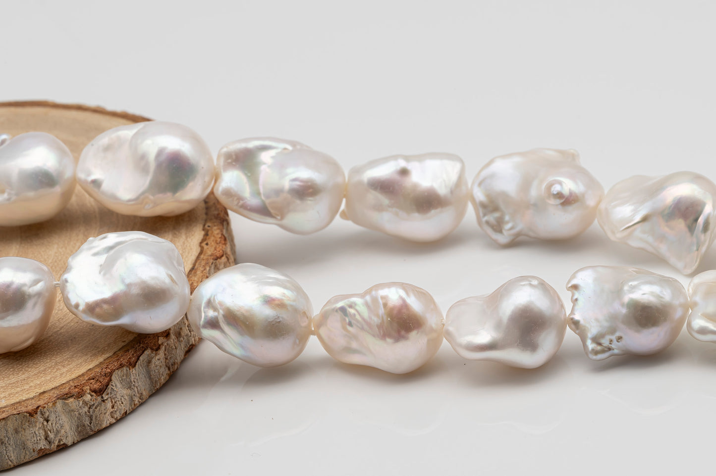 15-16mm x18-20mm Baroque Pearl in Full Strand, Large White Freshwater Pearl for Jewelry Making, SKU # 2784BA