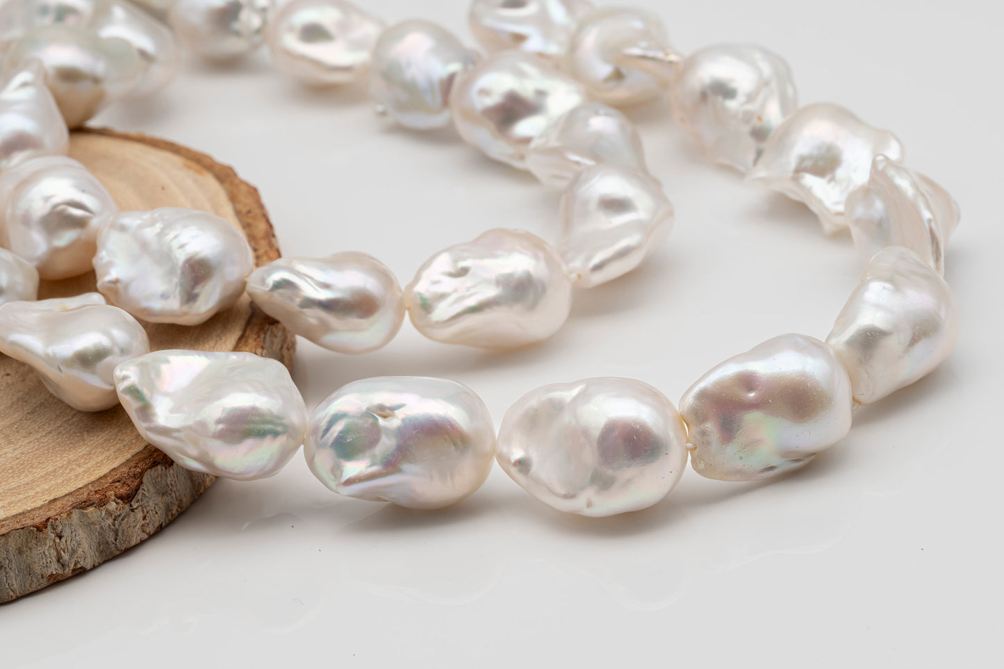15-16mm x18-20mm Baroque Pearl in Full Strand, Large White Freshwater Pearl for Jewelry Making, SKU # 2784BA