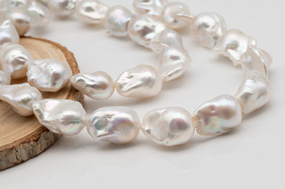 15-16mm x18-20mm Baroque Pearl in Full Strand, Large White Freshwater Pearl for Jewelry Making, SKU # 2784BA