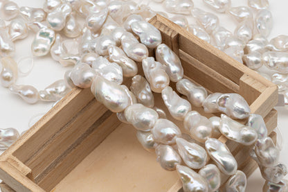 15-18mm x 22-30mm Baroque Pearl in Full Strand, Large White Freshwater Pearl for Jewelry Making, SKU # 2779BA