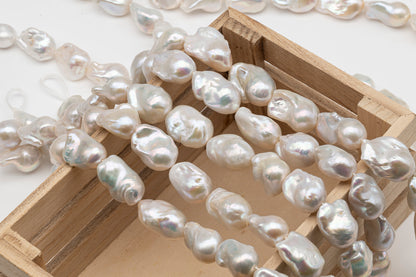 15-18mm x 20-24mm Baroque Pearl in Full Strand, Large White Freshwater Pearl for Jewelry Making, SKU # 2780BA