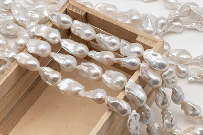 15-18mm x 23-28mm Baroque Pearl in Full Strand, Large White Freshwater Pearl for Jewelry Making, SKU # 2781BA