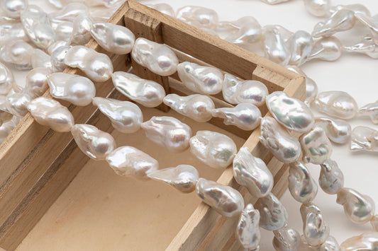15-18mm x 23-28mm Baroque Pearl in Full Strand, Large White Freshwater Pearl for Jewelry Making, SKU # 2781BA