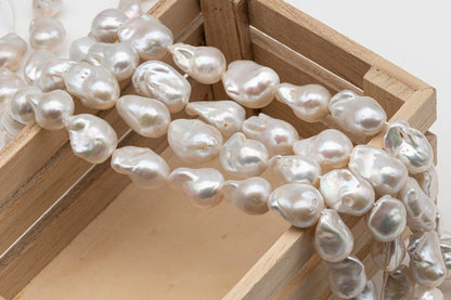 15-16mm x18-20mm Baroque Pearl in Full Strand, Large White Freshwater Pearl for Jewelry Making, SKU # 2784BA