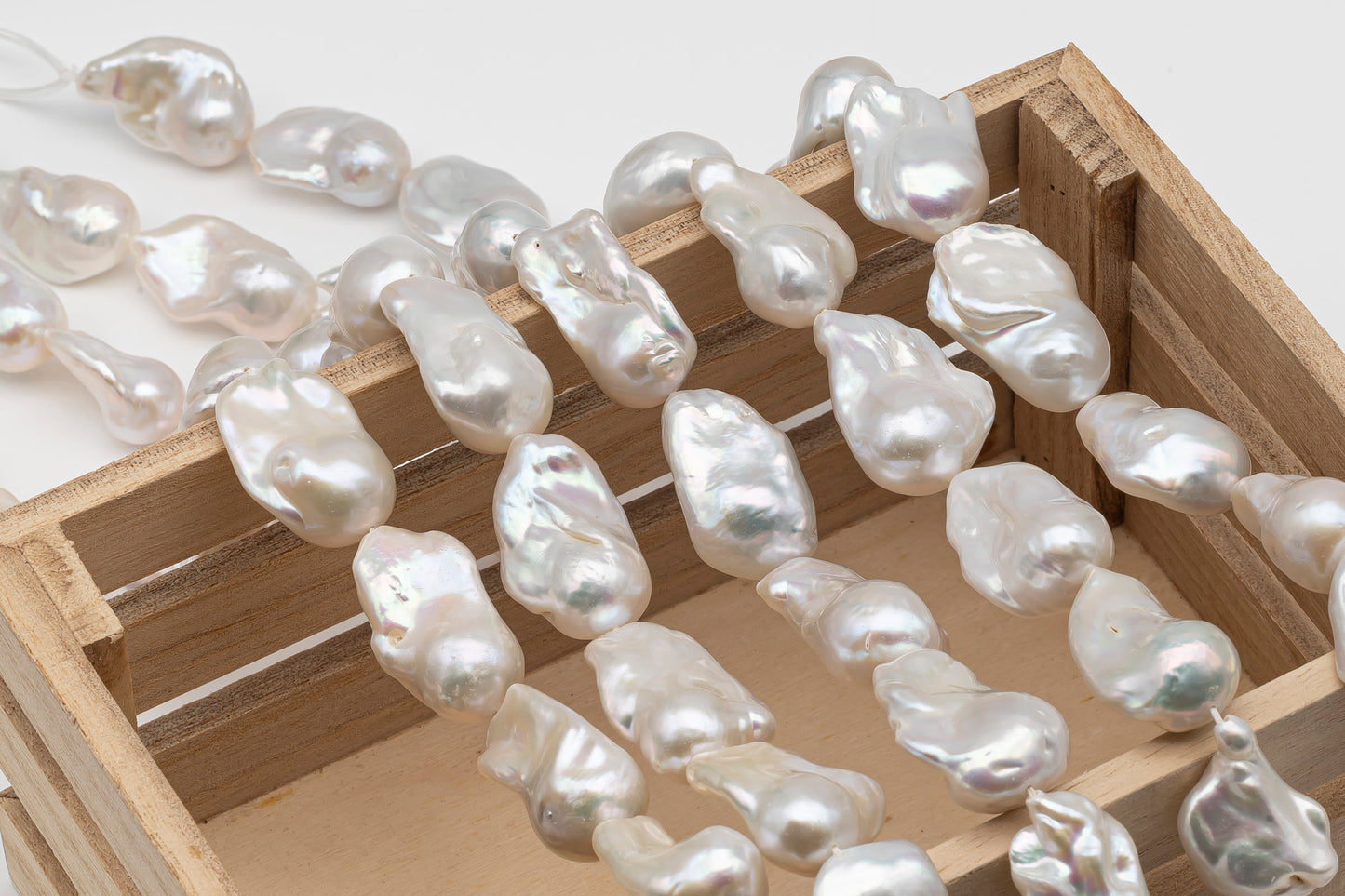 15-18mm x25-28mm Baroque Pearl in Full Strand, Large White Freshwater Pearl for Jewelry Making, SKU # 2785BA
