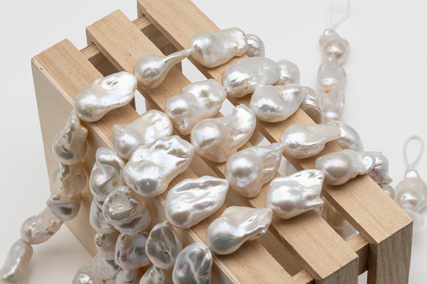 15-18mm x25-28mm Baroque Pearl in Full Strand, Large White Freshwater Pearl for Jewelry Making, SKU # 2785BA
