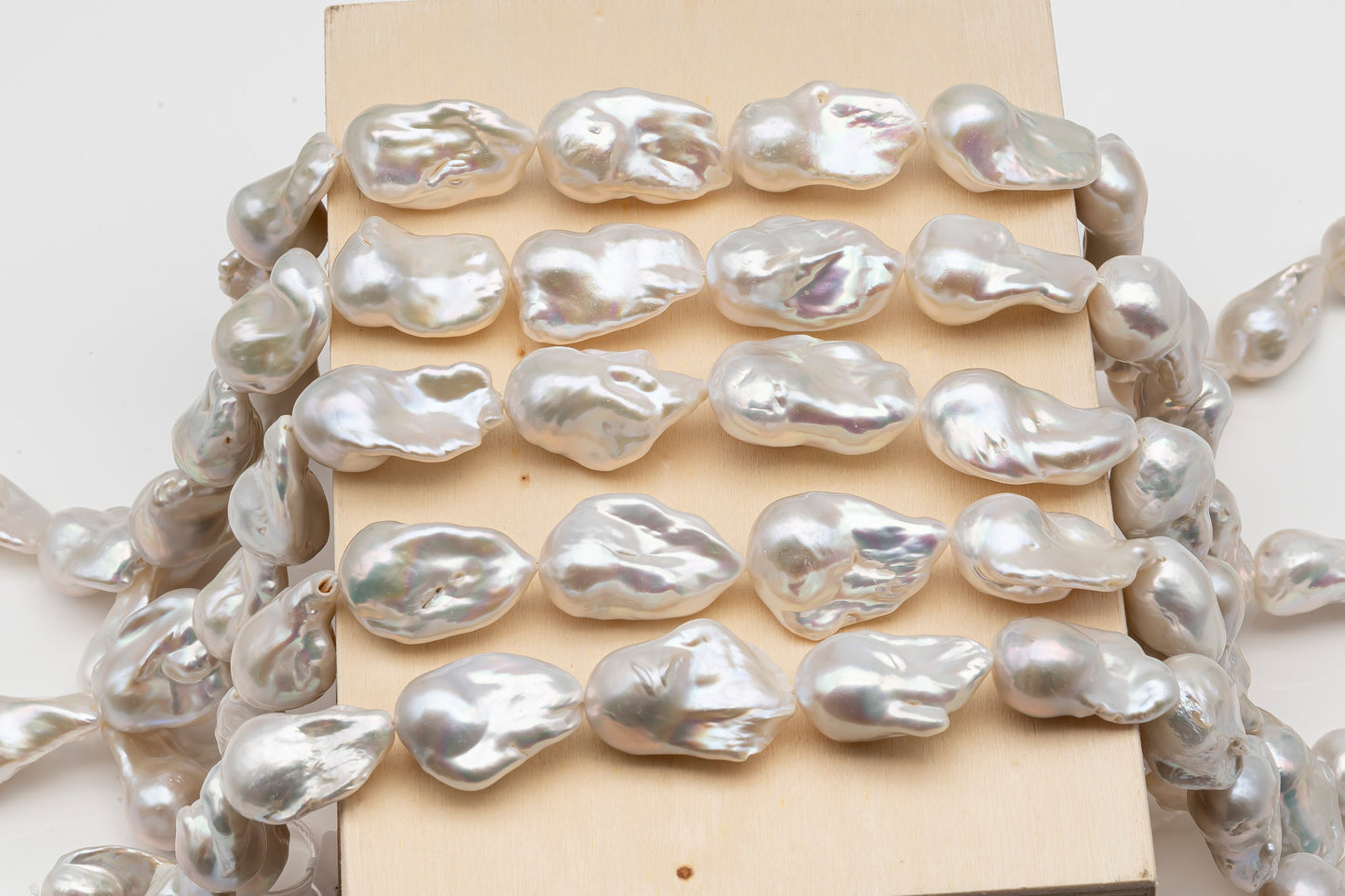 15-18mm x25-28mm Baroque Pearl in Full Strand, Large White Freshwater Pearl for Jewelry Making, SKU # 2785BA