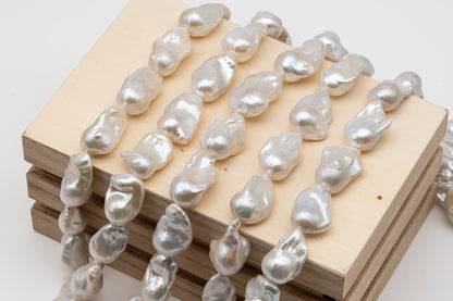 15-18mm x25-28mm Baroque Pearl in Full Strand, Large White Freshwater Pearl for Jewelry Making, SKU # 2785BA