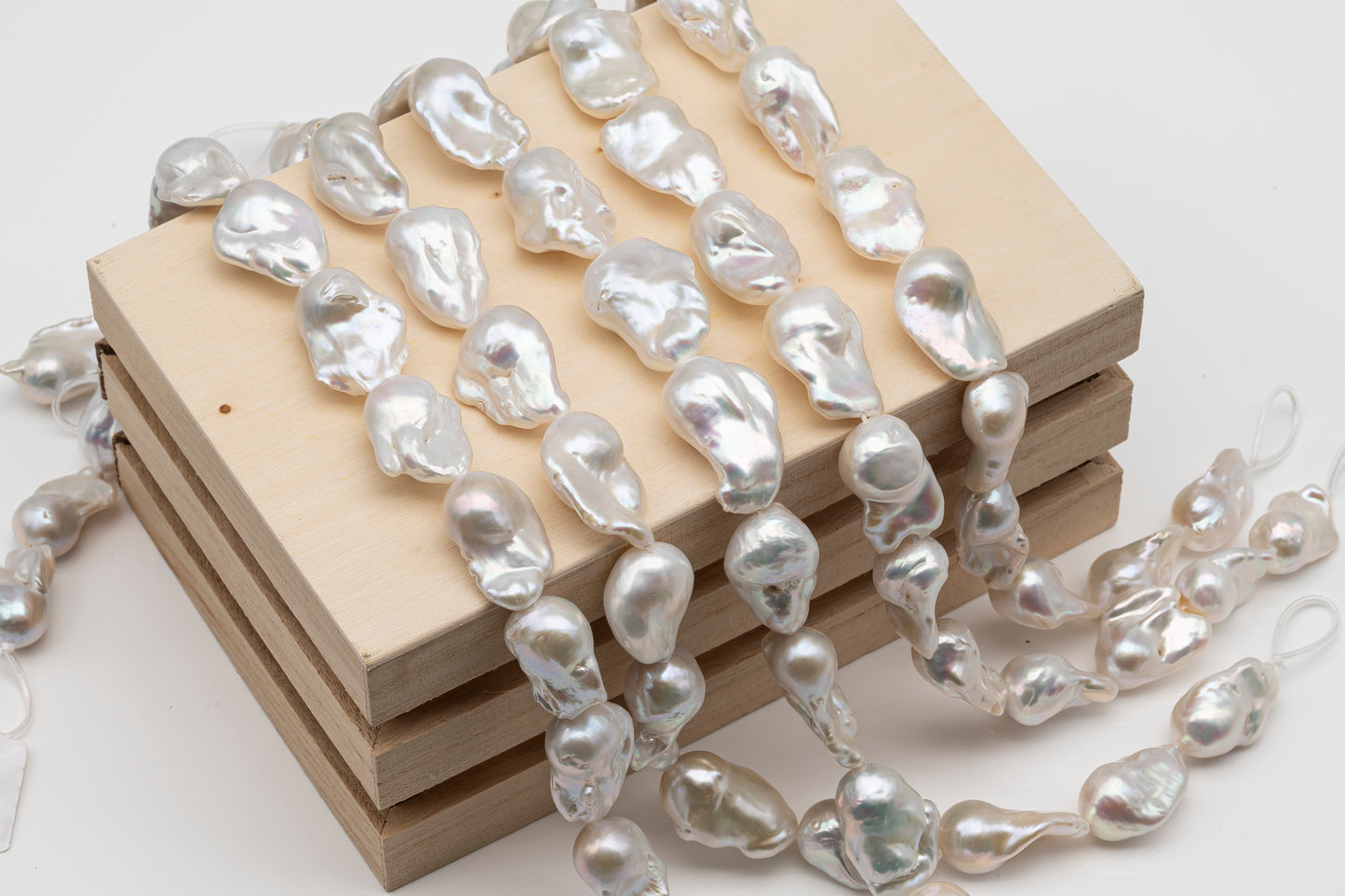 15-18mm x25-28mm Baroque Pearl in Full Strand, Large White Freshwater Pearl for Jewelry Making, SKU # 2785BA