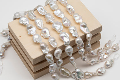 15-18mm x25-28mm Baroque Pearl in Full Strand, Large White Freshwater Pearl for Jewelry Making, SKU # 2785BA