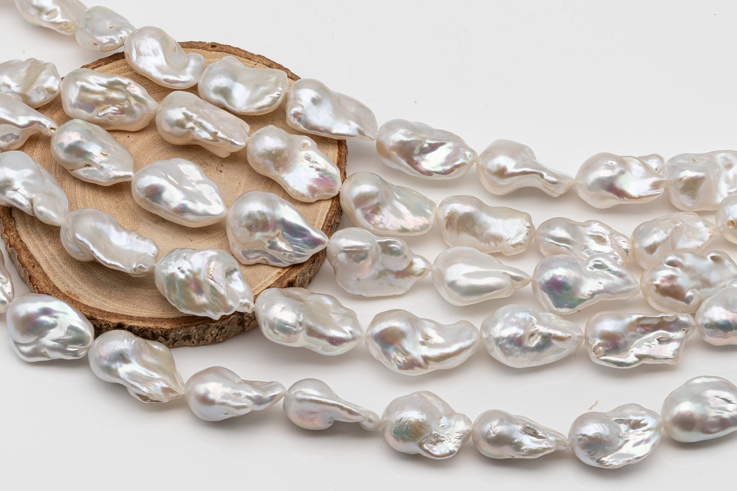 15-18mm x25-28mm Baroque Pearl in Full Strand, Large White Freshwater Pearl for Jewelry Making, SKU # 2785BA