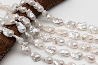 15-18mm x25-28mm Baroque Pearl in Full Strand, Large White Freshwater Pearl for Jewelry Making, SKU # 2785BA