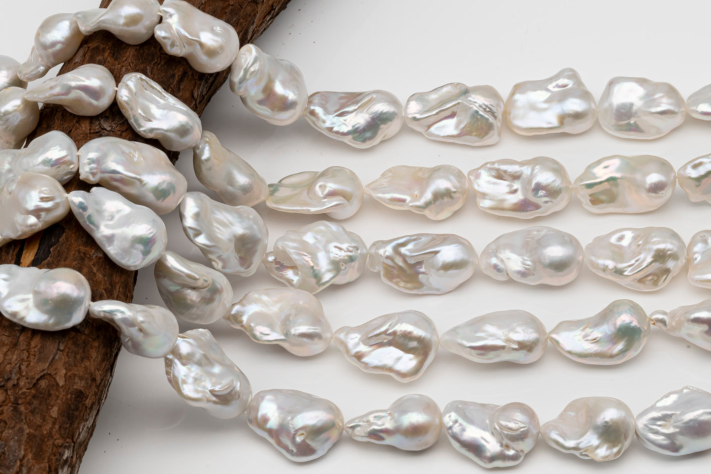 15-18mm x25-28mm Baroque Pearl in Full Strand, Large White Freshwater Pearl for Jewelry Making, SKU # 2785BA