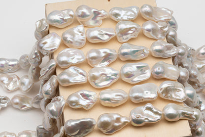15-20mm x22-30mm Baroque Pearl in Full Strand, Large White Freshwater Pearl for Jewelry Making, SKU # 2786BA