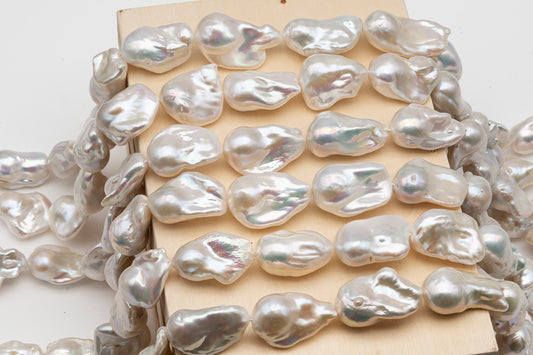 15-20mm x22-30mm Baroque Pearl in Full Strand, Large White Freshwater Pearl for Jewelry Making, SKU # 2786BA