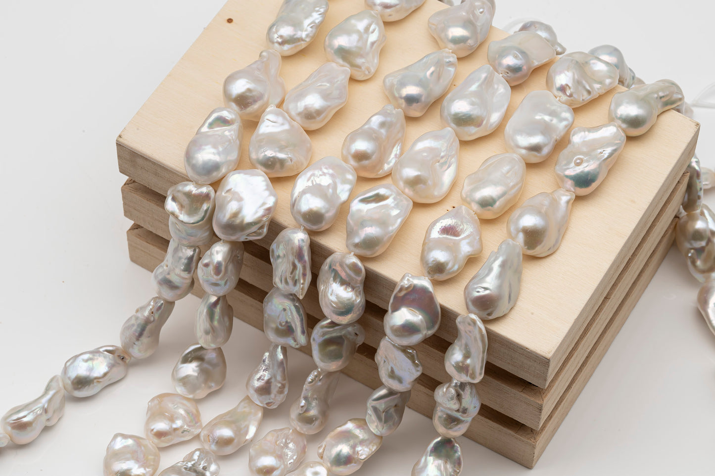 15-20mm x22-30mm Baroque Pearl in Full Strand, Large White Freshwater Pearl for Jewelry Making, SKU # 2786BA