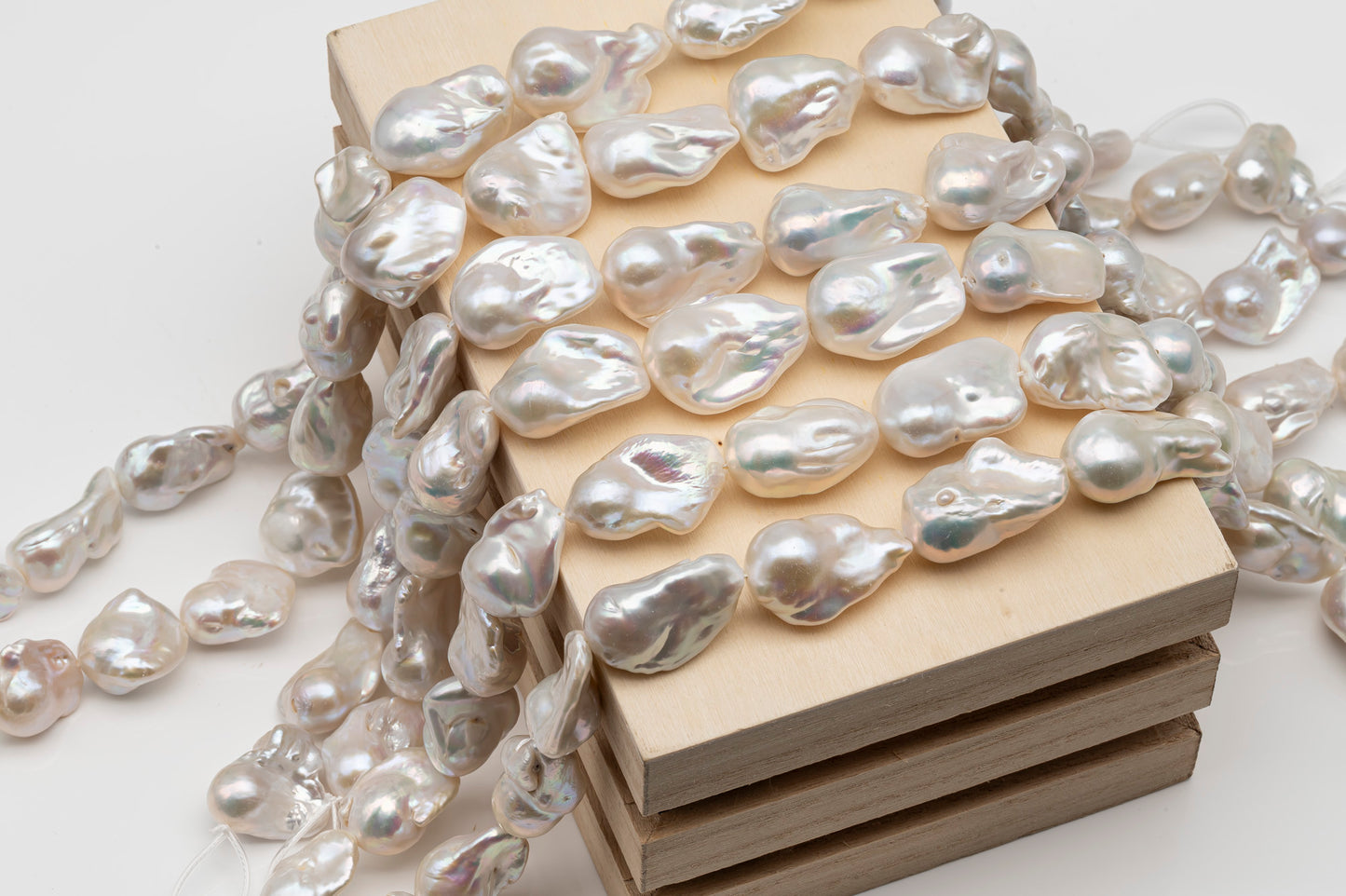 15-20mm x22-30mm Baroque Pearl in Full Strand, Large White Freshwater Pearl for Jewelry Making, SKU # 2786BA