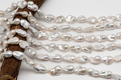 15-20mm x22-30mm Baroque Pearl in Full Strand, Large White Freshwater Pearl for Jewelry Making, SKU # 2786BA