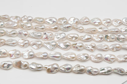 15-20mm x22-30mm Baroque Pearl in Full Strand, Large White Freshwater Pearl for Jewelry Making, SKU # 2786BA