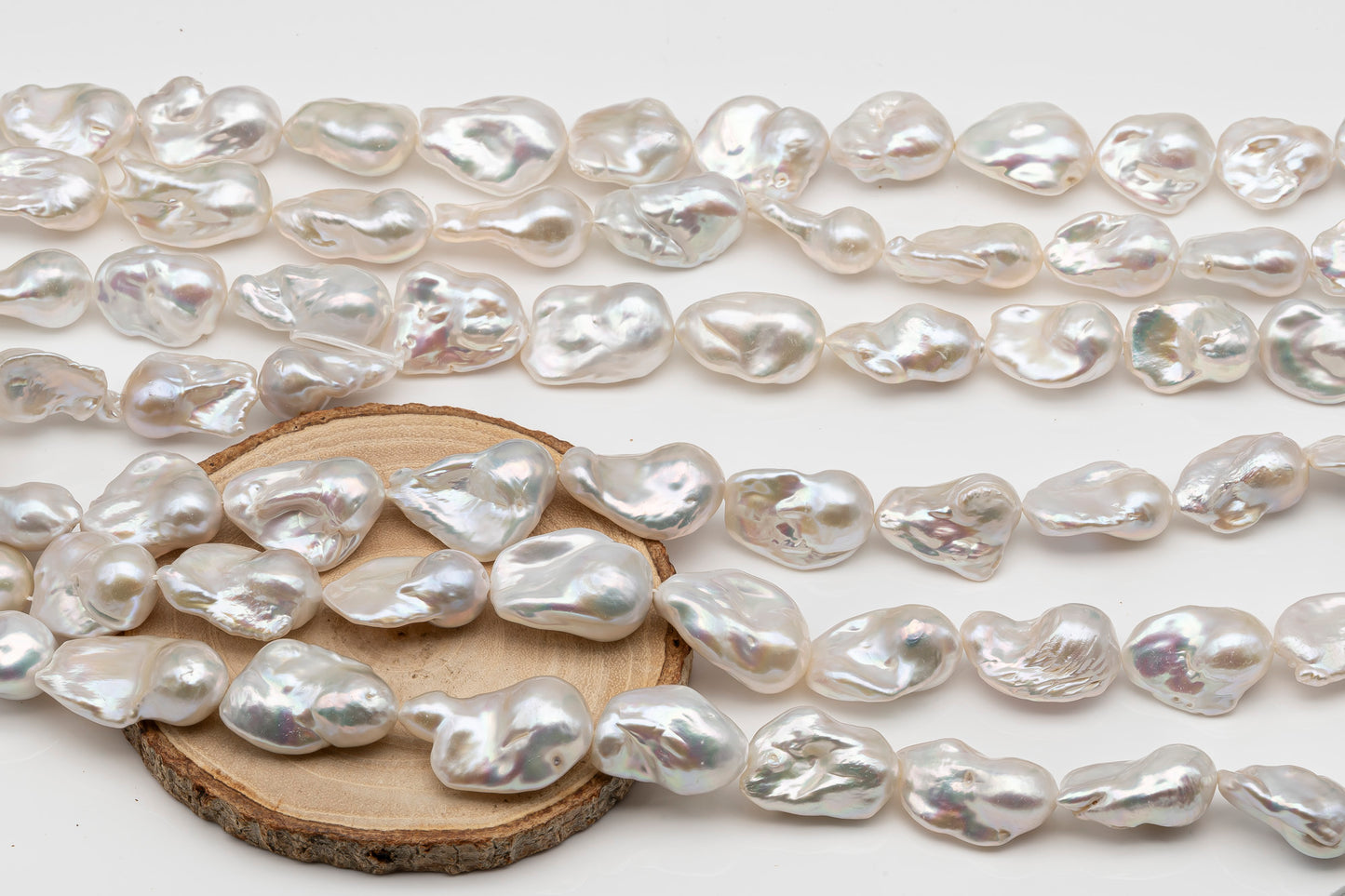 15-20mm x22-30mm Baroque Pearl in Full Strand, Large White Freshwater Pearl for Jewelry Making, SKU # 2786BA