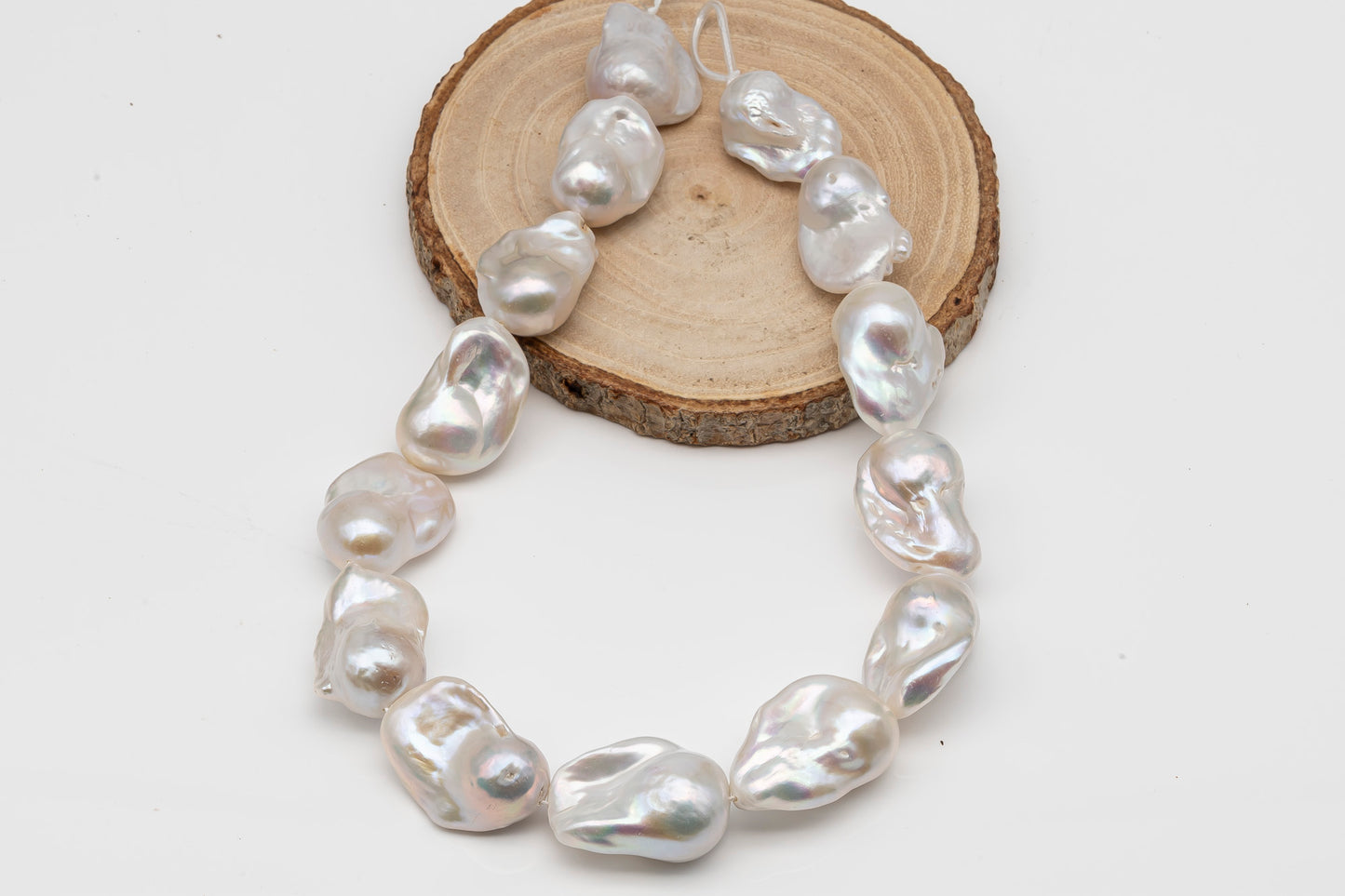 15-20mm x22-30mm Baroque Pearl in Full Strand, Large White Freshwater Pearl for Jewelry Making, SKU # 2786BA