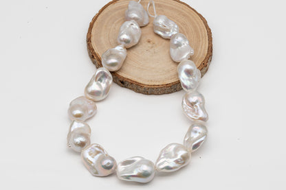 15-20mm x22-30mm Baroque Pearl in Full Strand, Large White Freshwater Pearl for Jewelry Making, SKU # 2786BA