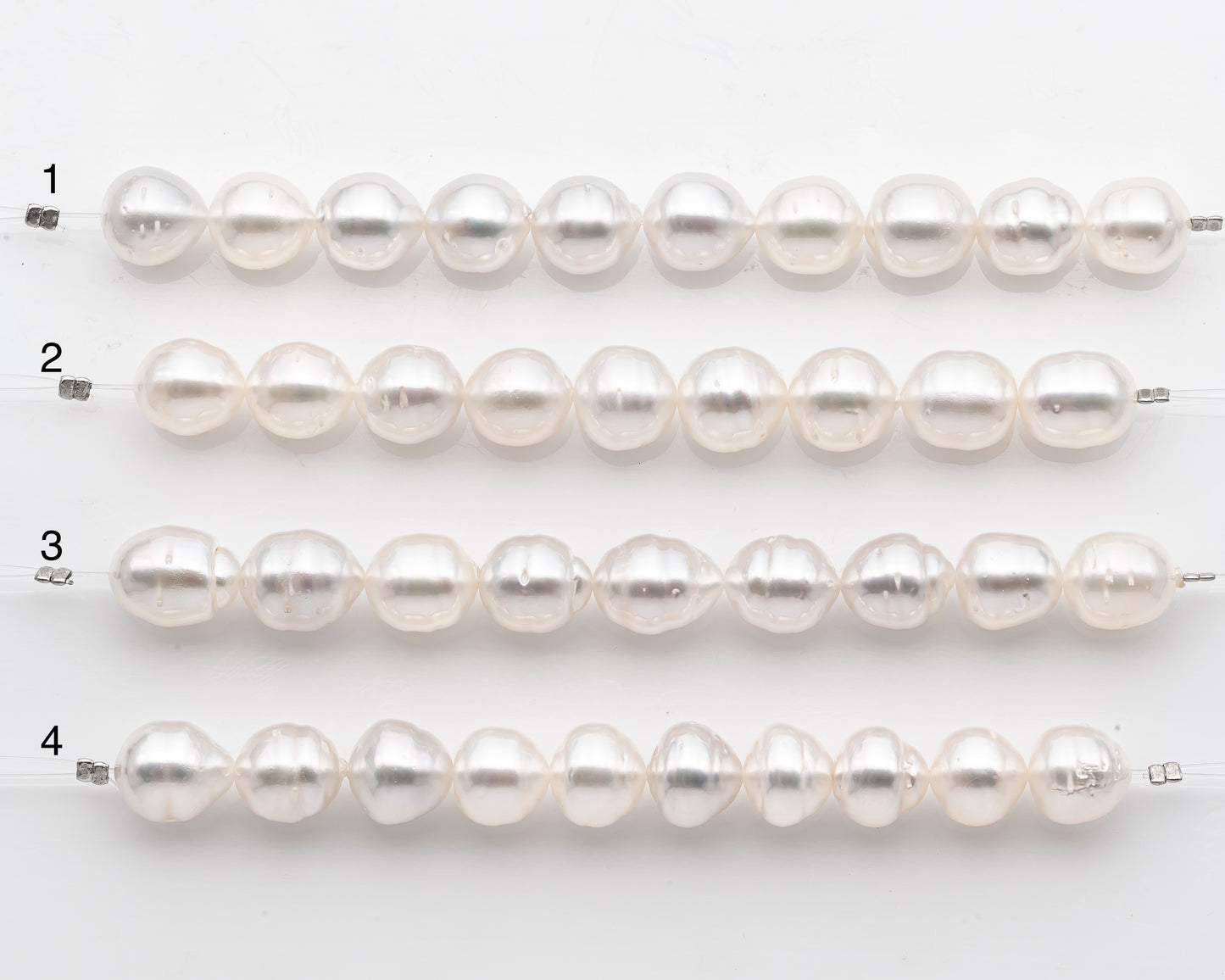 10-11mm White South Sea Pearl Short Strand, Near Round and Natural Color Pearls for Jewelry Making, SKU # 2802SS