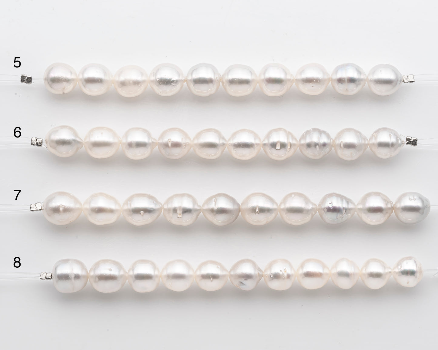 9-10mm White South Sea Pearl Short Strand, Near Round and Natural Color Pearls for Jewelry Making, SKU # 2803SS