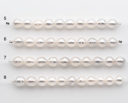 9-10mm White South Sea Pearl Short Strand, Near Round and Natural Color Pearls for Jewelry Making, SKU # 2803SS
