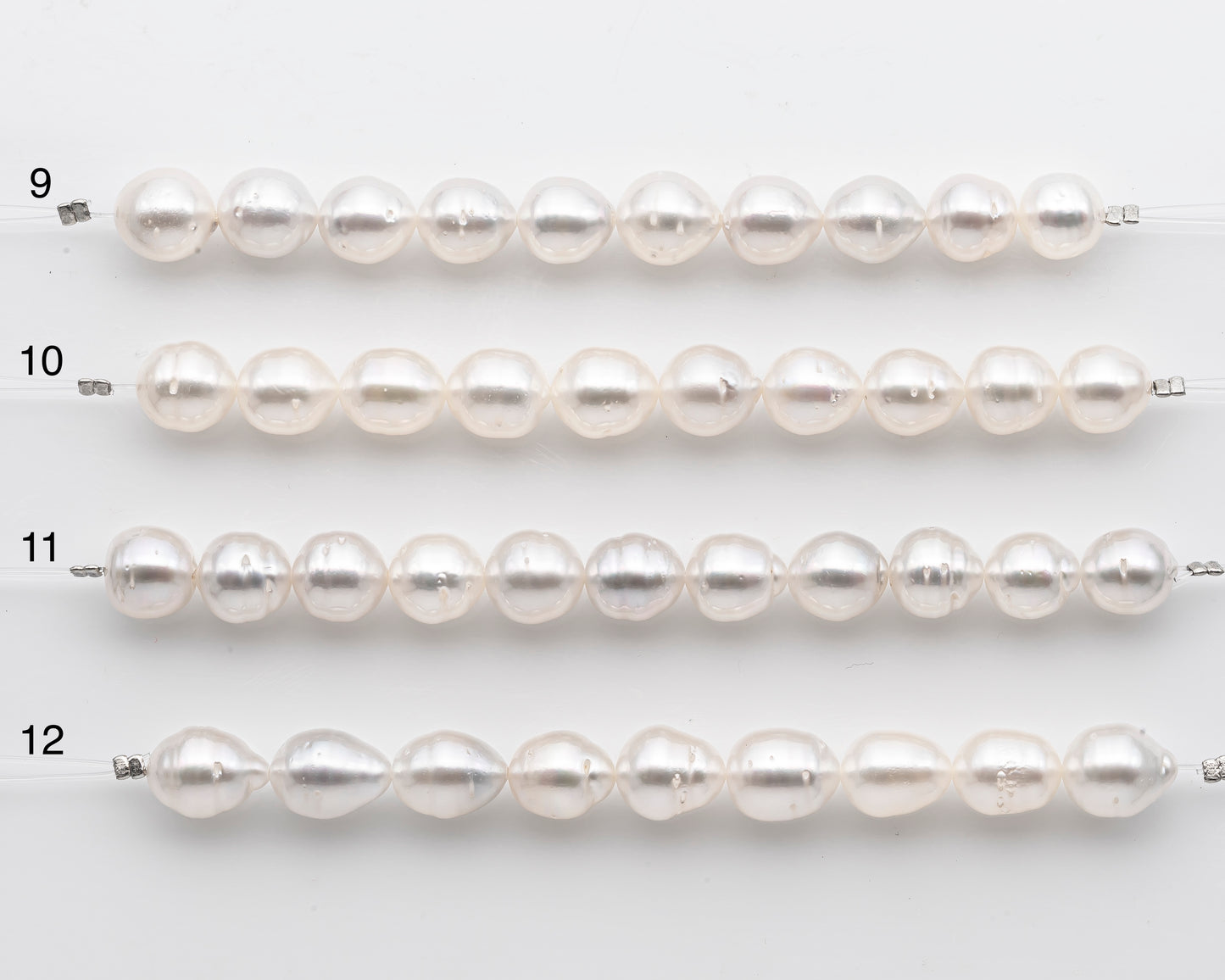 9-10mm White South Sea Pearl Short Strand, Near Round and Natural Color Pearls for Jewelry Making, SKU # 2803SS