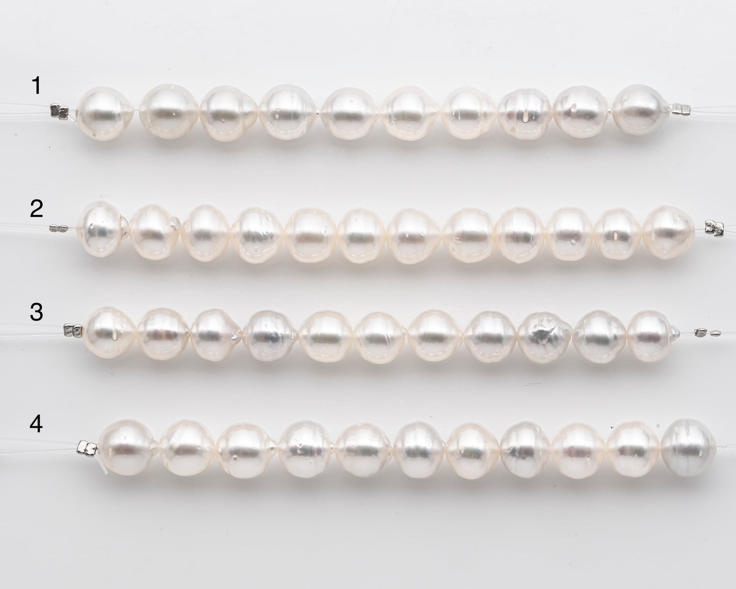 9-10mm White South Sea Pearl Short Strand, Near Round and Natural Color Pearls for Jewelry Making, SKU # 2803SS