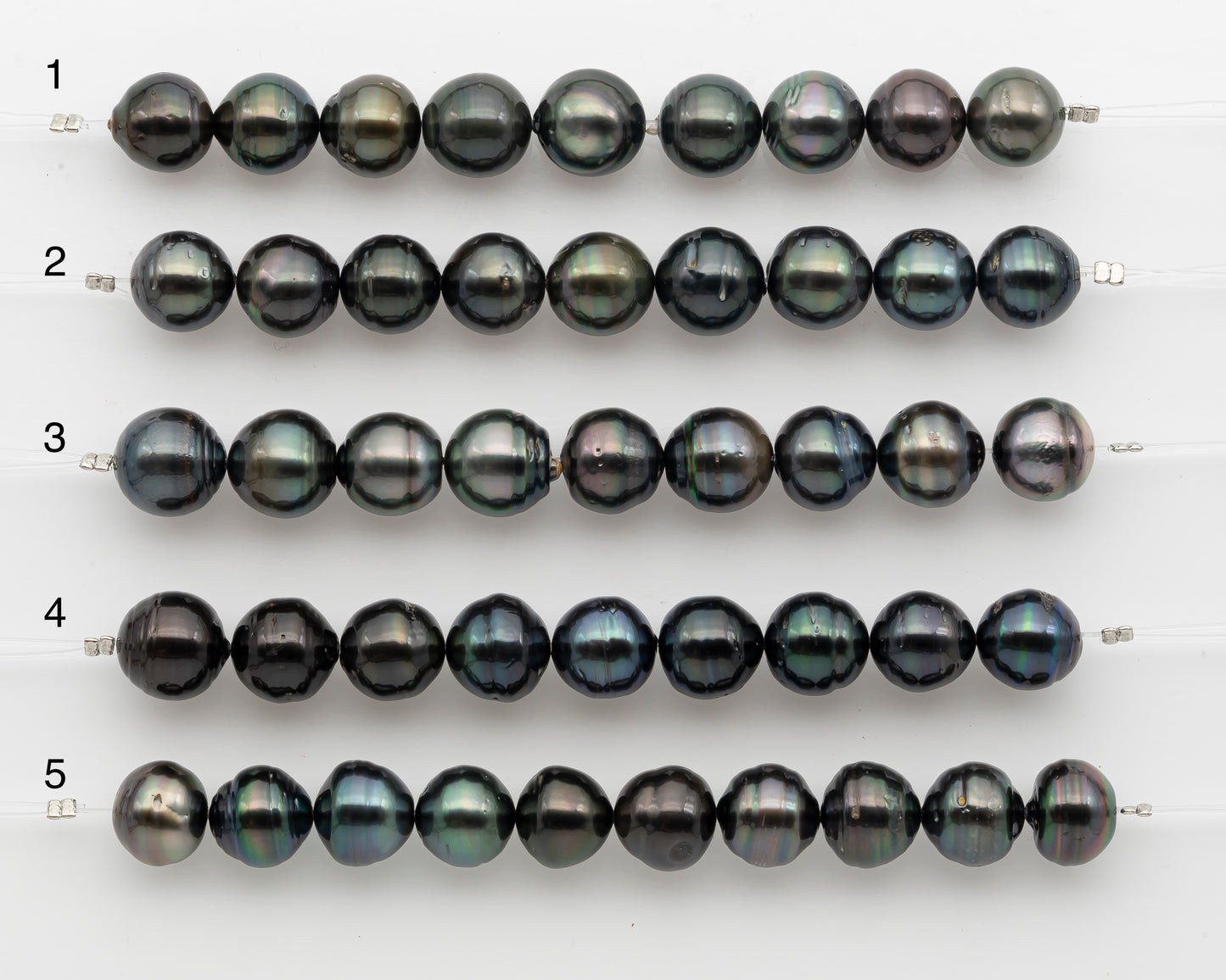 11-12mm Tahitian Pearl Short Strand, Near Round with High Luster and Natural Surface Variations, SKU # 2805TH