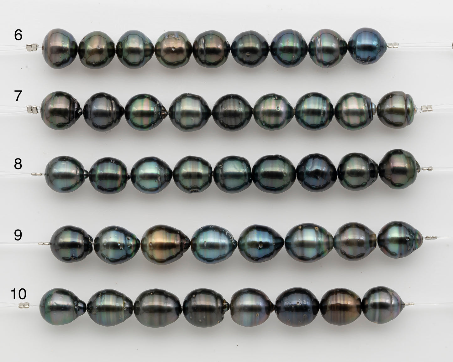 11-12mm Tahitian Pearl Short Strand, Near Round with High Luster and Natural Surface Variations, SKU # 2805TH