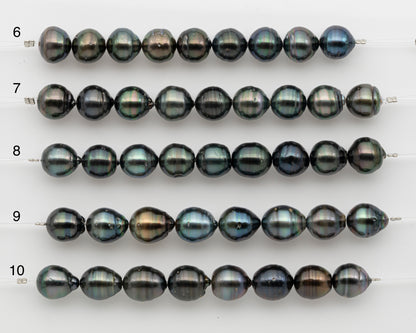 11-12mm Tahitian Pearl Short Strand, Near Round with High Luster and Natural Surface Variations, SKU # 2805TH