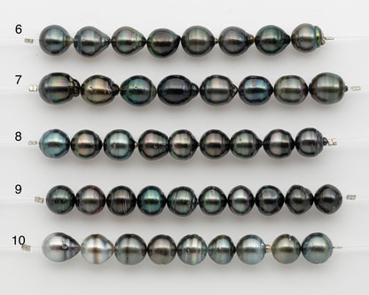 11-12mm Tahitian Pearl Short Strand, Drop with High Luster and Natural Surface Variations, SKU # 2806TH
